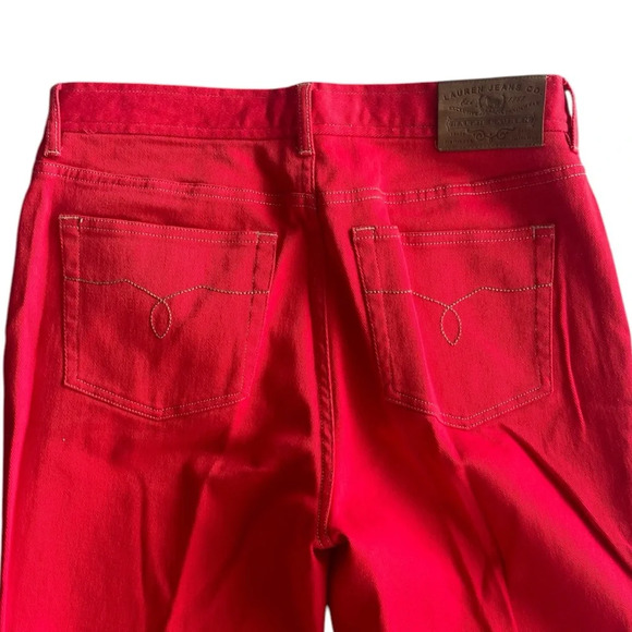 Lauren Ralph Lauren Cowgirl Red Denim Straight Cropped Leg Jeans Size 4 - Picture 3 of 7
